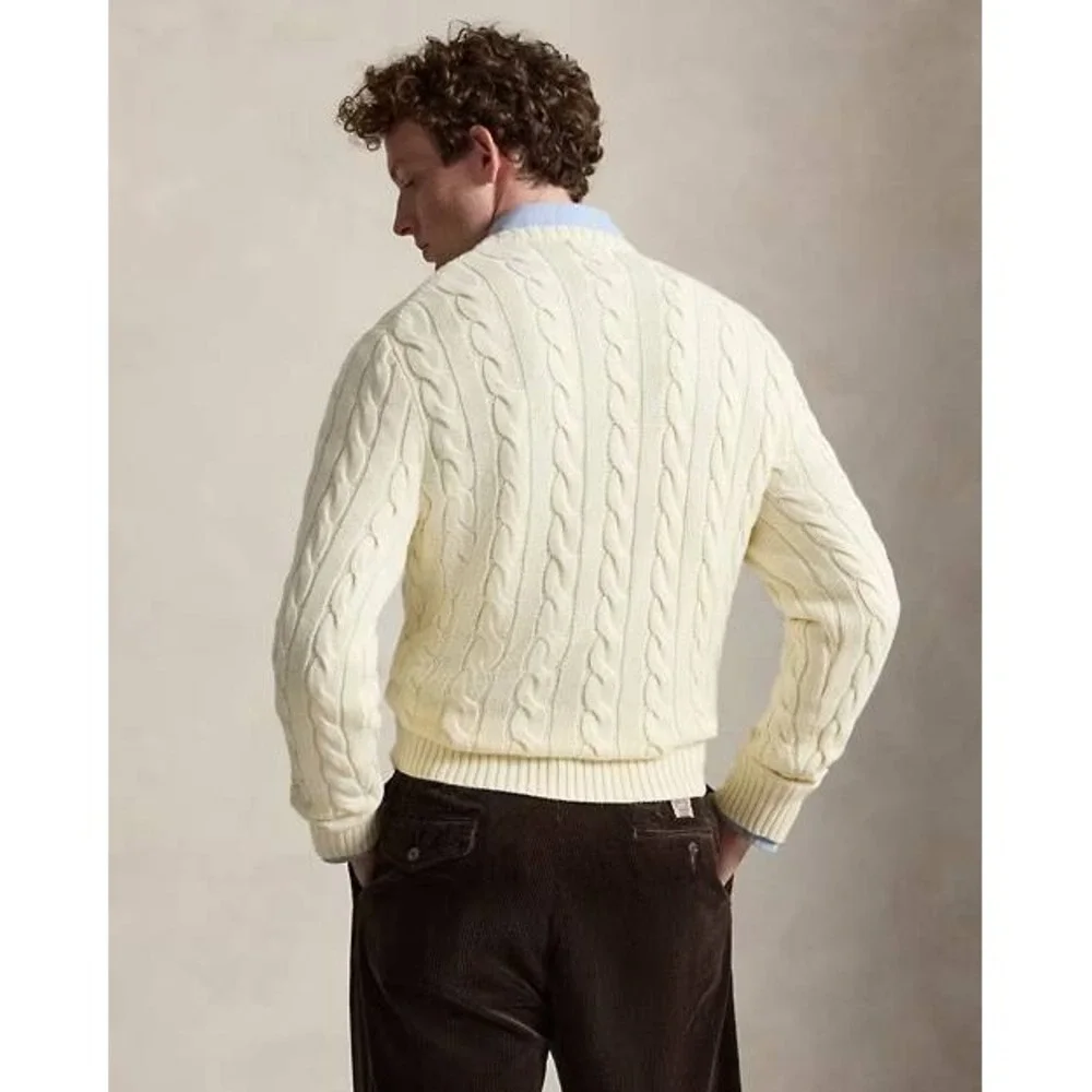 Polo Ralph Lauren Mens Cable Knit Sweater In Andover Cream Size M New With Tags